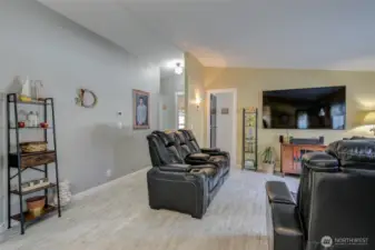 Stepping into the front door, we enter the living room.  Second and third bedrooms and main bath are to the right of the living room.