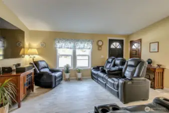 Home remodel included new flooring and new window blinds.