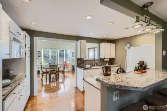 from the kitchen to dining area