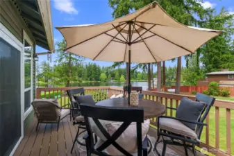 Enter deck from living room slider.  Just relax --No words necessary