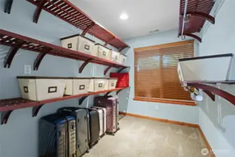 Plenty of room  in this daylight basement walk in closet