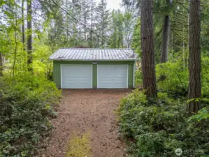 Detached 2 car garage on the front side of the home.