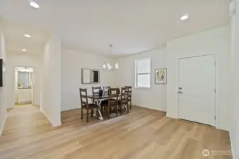 Dining space and front entry