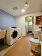 Downstairs bath with laundry