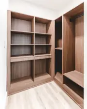 Walk-in closets, with built in closet orgaziners.