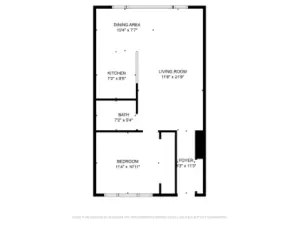 Floor plan for the 633 sqft unit.