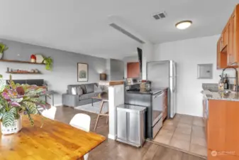 Bar seating along the kitchen great for entertaining guests while cooking.