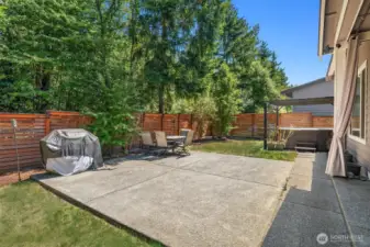 Backyard with patio and spa