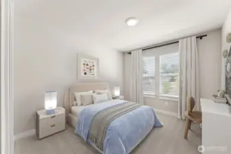 2nd of 4 upstair bedrooms, virtually staged.