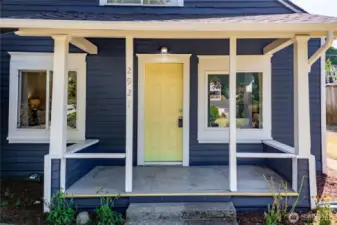 Shaded and dry entryway.