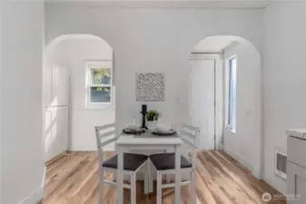 Thoughtfully designed kitchen with room for cafe seating.
