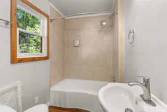 Main bath with tub and shower