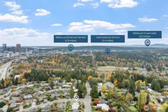 Surrounded by nature and education, this home is just 2.9 miles from Bellevue Botanical Garden and 1.4 miles from the Intentional School. Bellevue Crossroads, a major shopping and entertainment center, is a short 3.2-mile drive.