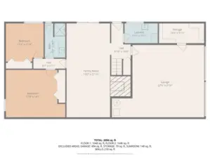 The lower level includes two spacious bedrooms, a full bathroom, and a large family room ideal for relaxing or entertaining. Additional features include a laundry area, storage room, and direct access to the oversized two-car garage.