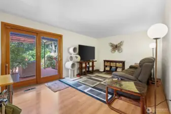 Family room off kitchen with slider to deck & large backyard