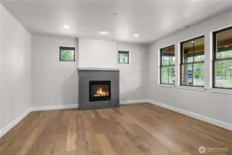Living/Study with gas fireplace.
