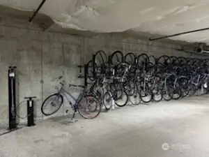 Bike storage & "fixit" station in the secure parking garage.