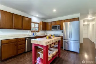 Kitchen with butcher block island