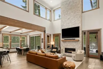 Large open concept gathering space with abundant natural light