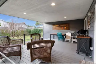 Covered deck in Back yard.