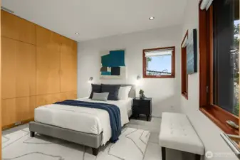 One of two bedrooms in lower level.