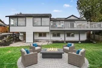 Virtually staged, added stone pad and furniture to show the potential.