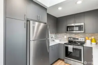 Good storage in this tidy kitchen