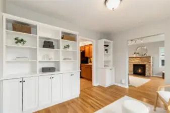 Built-in's in the room that was the formal dining room.