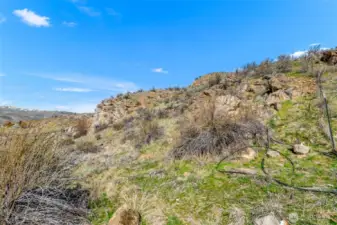 See the poles marking the boundary lines near the top of the eastern property line.