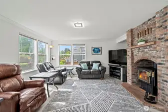 Awesome wood stove for cold winter nights in the cozy family room.