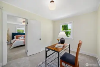 Access to the second bedroom is through the first bedroom, and could also be used as a great office.