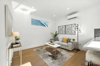 Living room with hardwoods