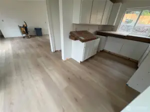 Second floor, kitchen and living