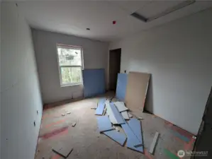 Second floor, kitchen and living