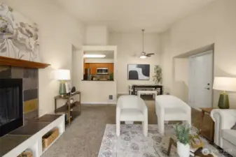 Fireplace ready for cozy nights