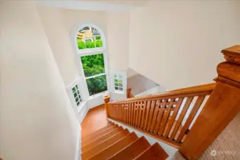 Original oak stair rail and bannister