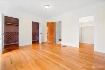 Primary bedroom with good closet space