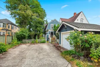 Detached one car garage off the alley with additional off street parking.