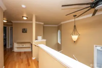Loft area with built ins on both walls