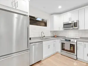 Brand new stainless steel appliances come with warranties.