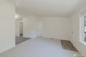 View from living room to bedroom and Kitchen