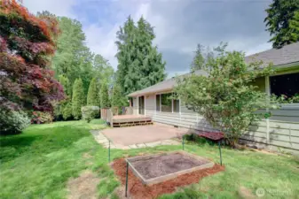 Deck and patio with garden space