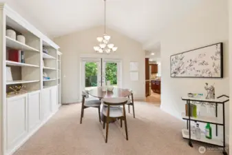 French doors off the dining room lead to private garden patio.