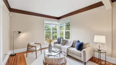 A cozy spot to gather, read, or simply enjoy the natural light.