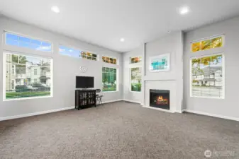 This bright common room can be used for parties or meetings.