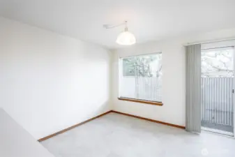 Dining space with new vinyl floors