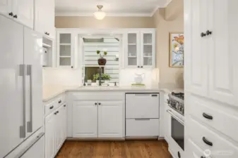 Remodeled kitchen with high end applliances.