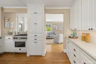 Kitchen opens to family room.