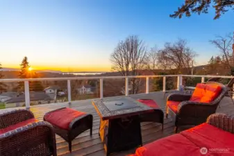 Sunset over Fairhaven from the oversized deck.
