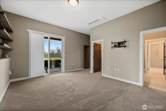 4th bedroom with access to the lower level bathroom and walk out patio